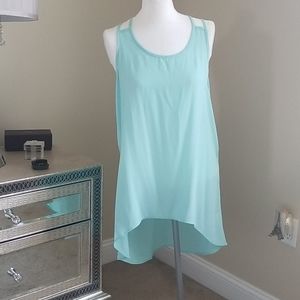 Asymmetrical Tiffany Blue beaded back Top